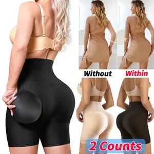 2 Counts Women Shapewear Butt Lifter Body Shaper Panties High Waist Hip Padded Enhancer Booty Lifter Tummy Control Panty, Female Hip Enhancer Panty Shaper Butt Lifter Booty Boyshorts Underwear Plus Size S-3XL