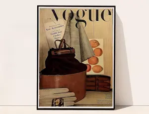 Vintage Vogue Magazine Cover Art Print, Luxury Fashion Wall Print, Trendy Wall Art, Warm Seasonal Fashion Décor