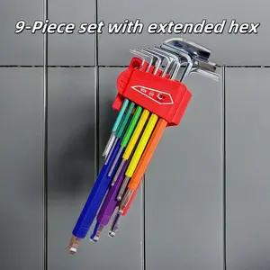 Hexagonal wrench, 9pcs multifunctional color repair household tool.