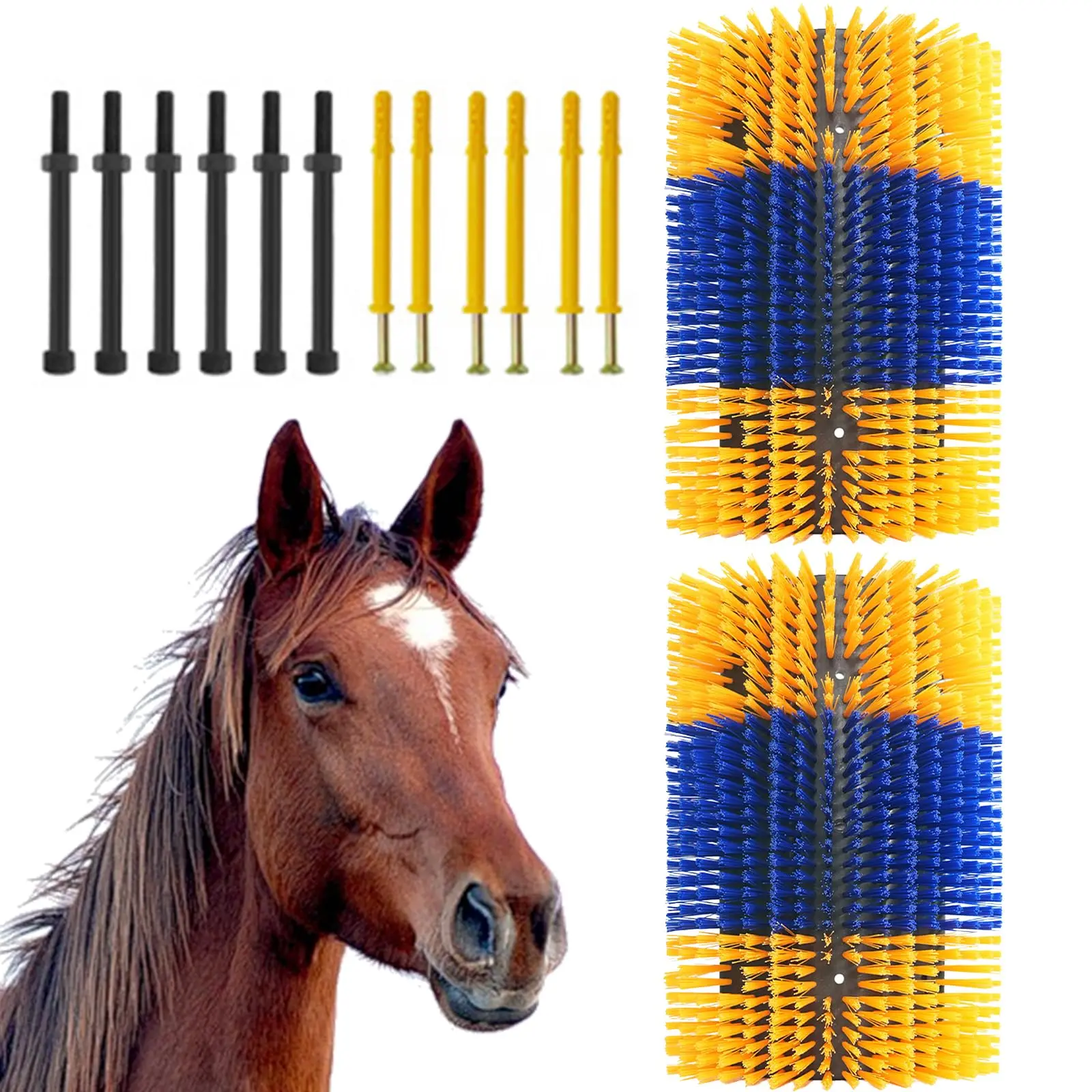 Garvee 2 Pcs Scratching Brush for Livestock, Large Horse Brushes for Grooming, Cows Massage Cleaning Relieve Itching on the Back of Livestock Brush for Horse, Cows, Sheep