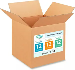 IDL Packaging - B-121212-10 Medium Corrugated Moving Boxes 12"L x 12”W x 12"H (Pack of 10) - Excellent Choice for Packing All Kitchen Staff for Moving or Relocating