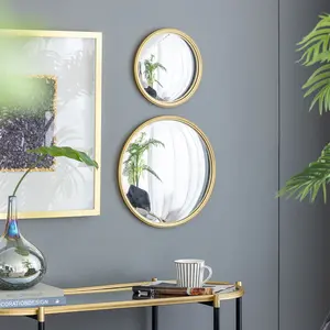 Gold Round Mirror, Circle Mirror with Iron Frame for Living Room Bedroom  Vanity Entryway Hallway  Decor Wall  Decorative Mdf