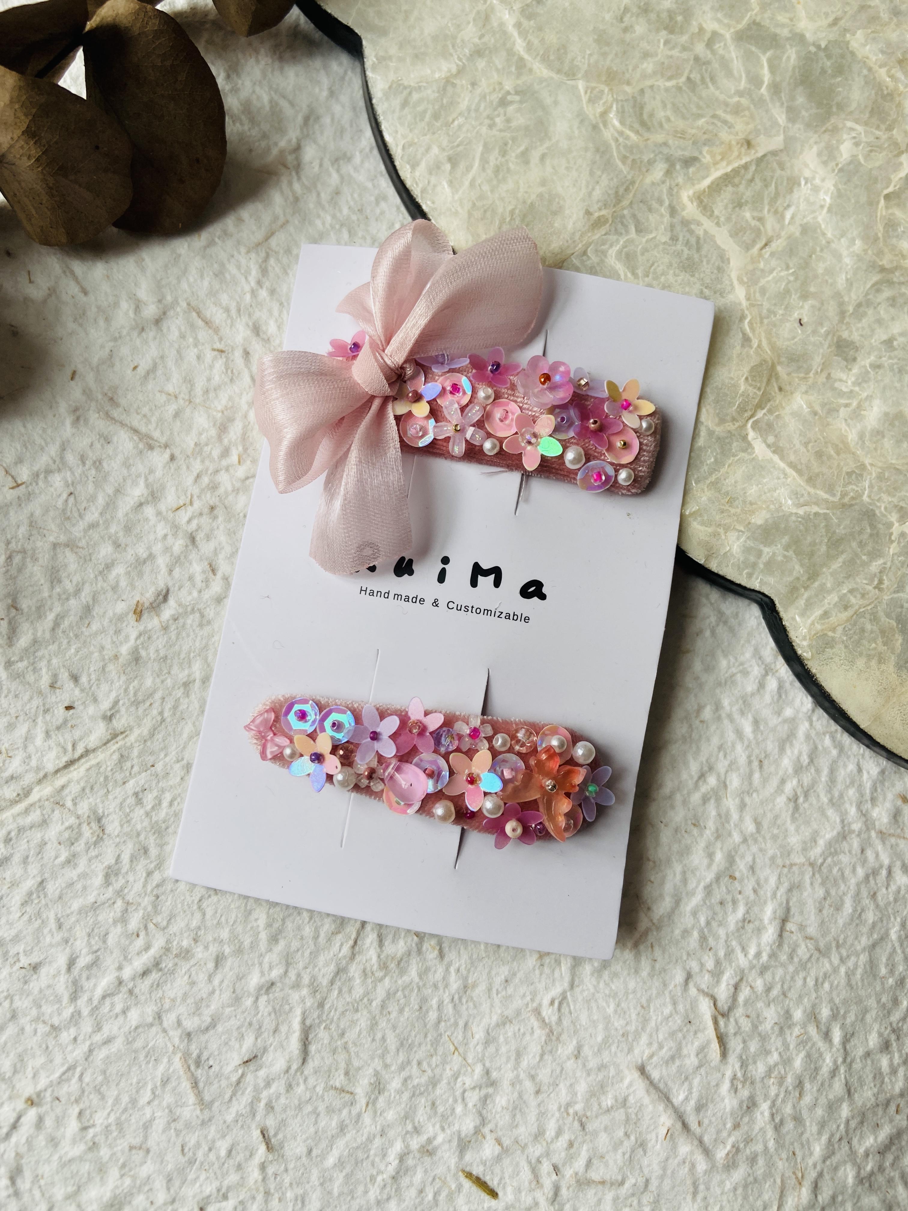 Korean Style Floral Hair Clips for Baby Girls, Handmade Fabric Barrettes, Cute Hair Accessories for Kids Birthday Party Gifts