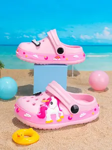 Kids Hole Shoes, Lightweight Footwear Comfortable Fashion Casual Beach Sandals, Water Resistant, My Little Pony Cartoon Pattern, One-Step Garden Shoes