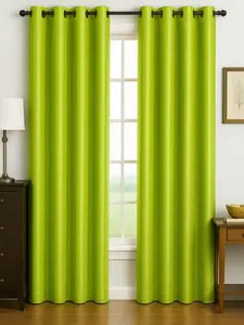 Luxury Glow Faux Silk Curtain Panel – 2 Panel Set, Each 54x84”, 8 Grommets, Elegant Light Blocking Drapes for Bedrooms Living Rooms -Lime Green