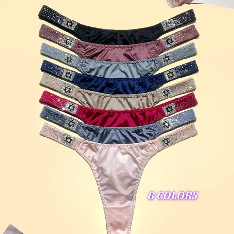 4-pack Women's shining & sparkling A+rhinestone thongs(8 colours), hexagram meteor & butterfly design , soft, high quality and fresh underwear，panties, suitable for daily life, sports, and four-season multi-pack fashion women's underwear size for S-XL