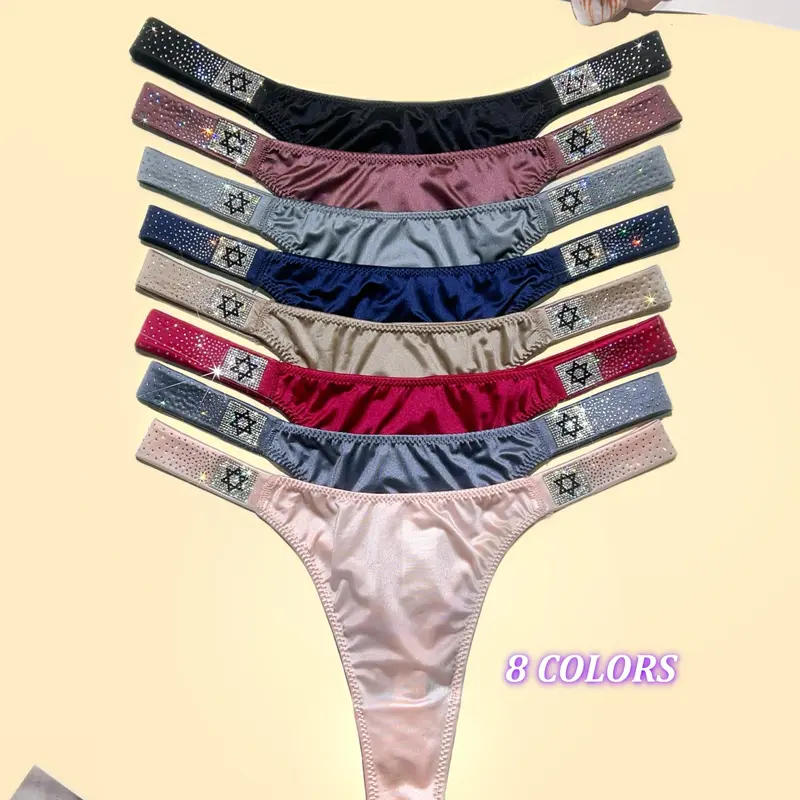 4-pack Women's shining & sparkling A+rhinestone thongs(8 colours), hexagram meteor & butterfly design , soft, high quality and fresh underwear,panties, suitable for daily life, sports, and four-season multi-pack fashion women's underwear size for S-XL