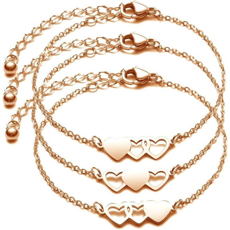valentines gifts for gf 3 Sisters Bracelets Best Friends Necklace for 3 Set of 3 Heart Bracelets 3 BFF 3 Bestie Long Distance Friendship Gift