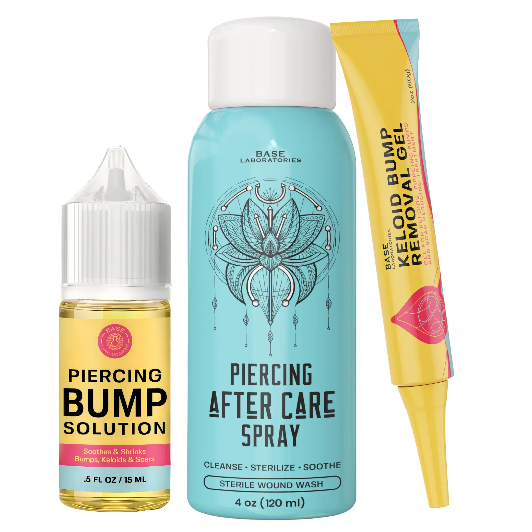 Piercing Bump Emergency Trio – Piercing Aftercare Kit with Saline Spray, Bump Gel + Bump Oil for Ear & Nose Piercings