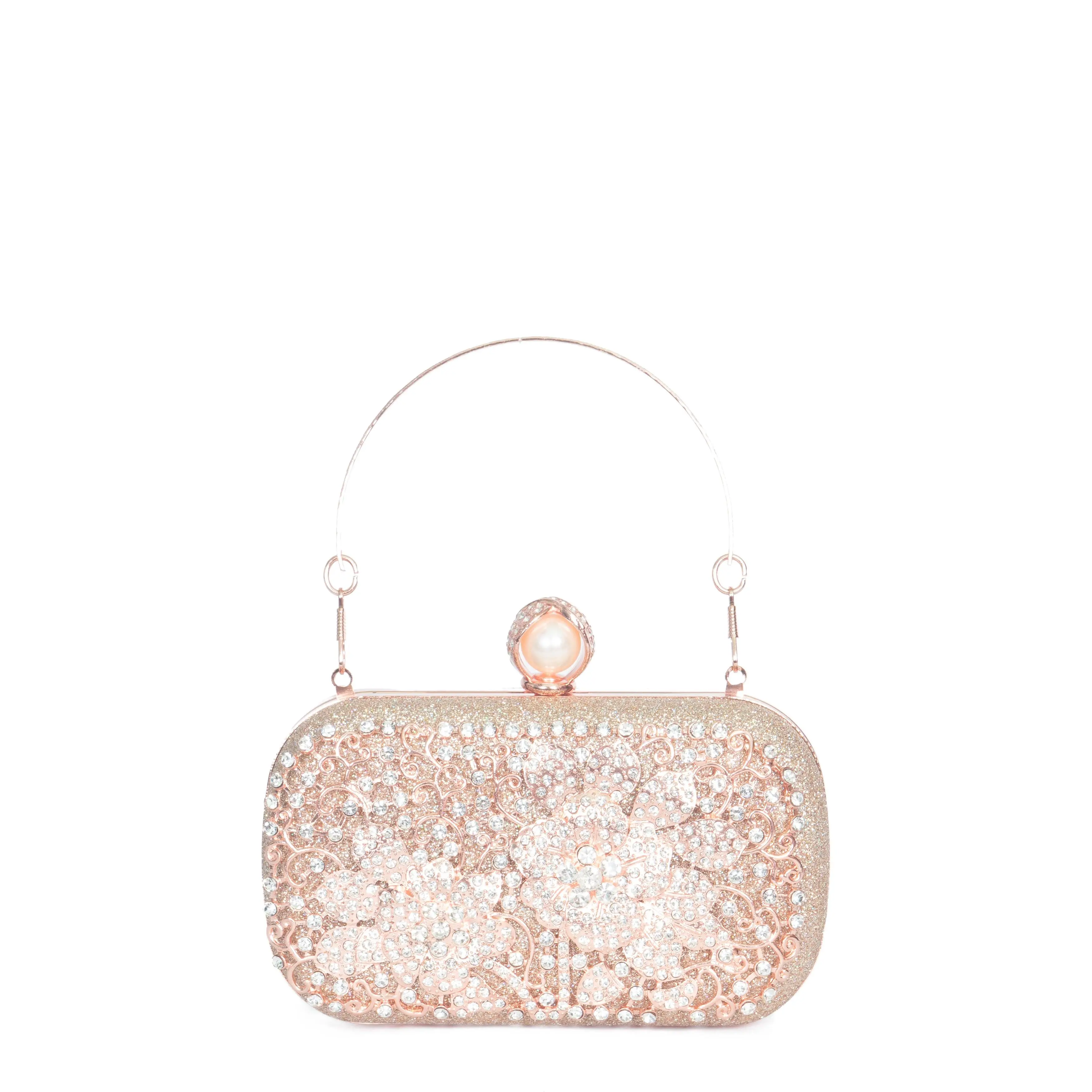 Lauren Lorraine REGA rhinestone floral clutch handbag