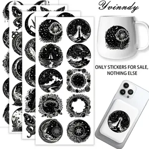 40Pcs/set Dark Astrology Iron On Stickers For Cup Be Waterproof UV DTF Printable Vinyl Paper Fun Designs Durable Construction Long-Lasting Adhesion Must-Have For Craft Enthusiasts Cups Mugs Sticker Sold Only Sticker Not Cup