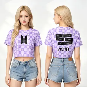 Returning in 2026 ARIRANG World Tour BT21 Kpop Band Style Women's Crop Top Drop Breathable Summer Short Sleeve Crop Tee, K-Pop Fan Apparel, Trendy Y2K Aesthetic Cropped Top for Teen Girls