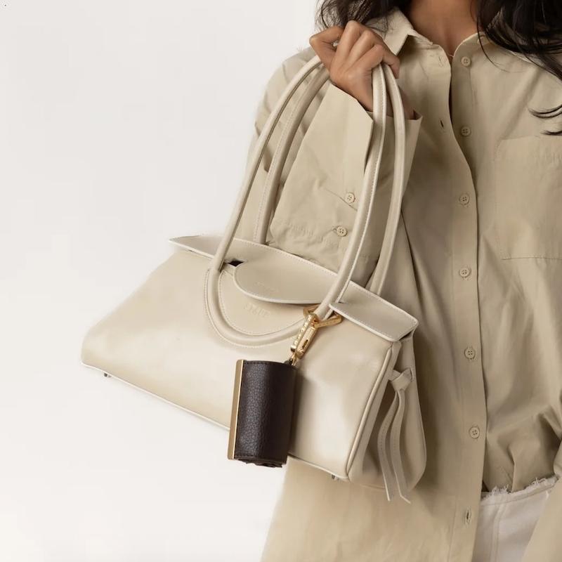 Keychain Tote Espresso Stylish Functional Tote Bag with Keychain Attachment for Everyday Use Portable and Fashionable Folding Shopping Bag