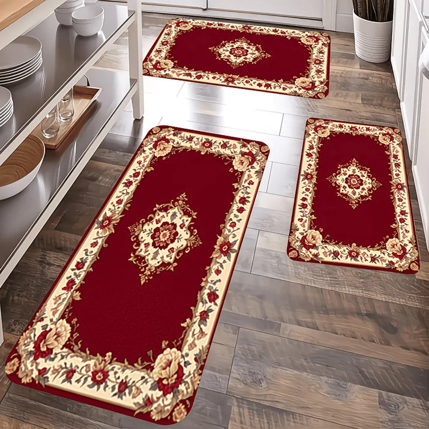 1pc, Flannel Kitchen Floor Mat Non-slip Carpet Suitable for Bedroom, Living Room, Kitchen Door, Water-absorbing Carpet for Christmas