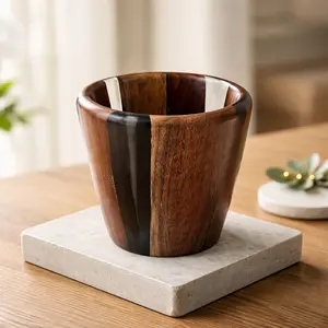 Hand Turned Hardwood and Epoxy Bowl, decorative wood vessel, functional catchall, food safe finish, gift ready