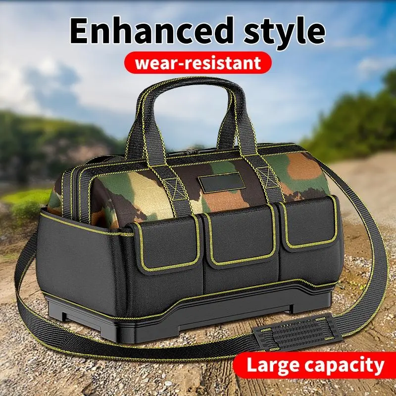 1 Portable Electrician's Sturdy Reinforced Tool Bag - Oxford Fabric Wide-Mouth Carry Bag with Multi-Pockets, Multi-Functional for Workshop, Home Tool Storage, Sturdy Tool Bags, Multi-Functional Tool Bags