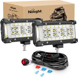 Nilight Side Shooter LED Light Bar 2PCS 5.5Inch Quadruple Row Spot Flood Combo Lights – With Wiring Harness Kit for Fog Driving Work Light on Truck SUV ATV UTV dealsforyoudays