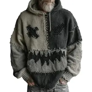 3DPrintRetroHoodieHalloweenPumpkinFaceContrastPrintHoodieHalloweenSpookyFaceSweatshirtforMan