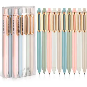 10 Pcs 0.5mm Retractable Black Ink Fine Point Rolling Ball Gel Pen, Smooth Writing No Bleed for Journaling Note Taking, Home School Office Supplies