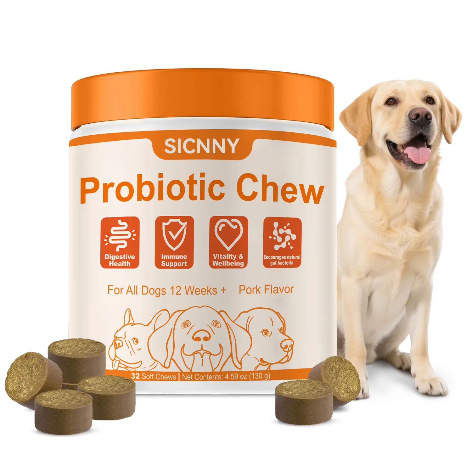 8-in-1 Multivitamin Soft Chews for Dogs – Probiotics, Gut & Immune Support – Natural Pork Flavor 8-in-1 Multivitamin Soft Chews for Dogs – Probiotics, Gut & Immune Support – Natural Pork Flavor