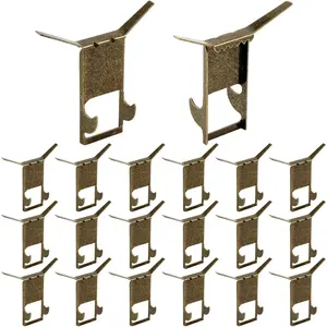 20 Pcs Brick Wall Hangers Clips no Drill Outdoor for Hanging Christmas Lights Stocking Holders Steel Picture Decoration Hanger Fastener for Fireplace (Antique Brass)