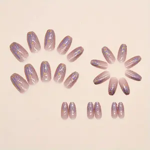 Color Tone: Mixed Color System Nail Shape: Ballet Nail Length: middle Nail Pattern: Glitter Nail Finishes: Glossy
