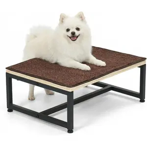 Dog Steps Stool with Metal Frame for Couch Bed, Single Step 6" H Small Stairs for Dogs to Get on Couch with Non Slip Rug, Wooden Portable Doggie Stairs Puppy Steps Doggy Ramp Pet Ladder 16" W