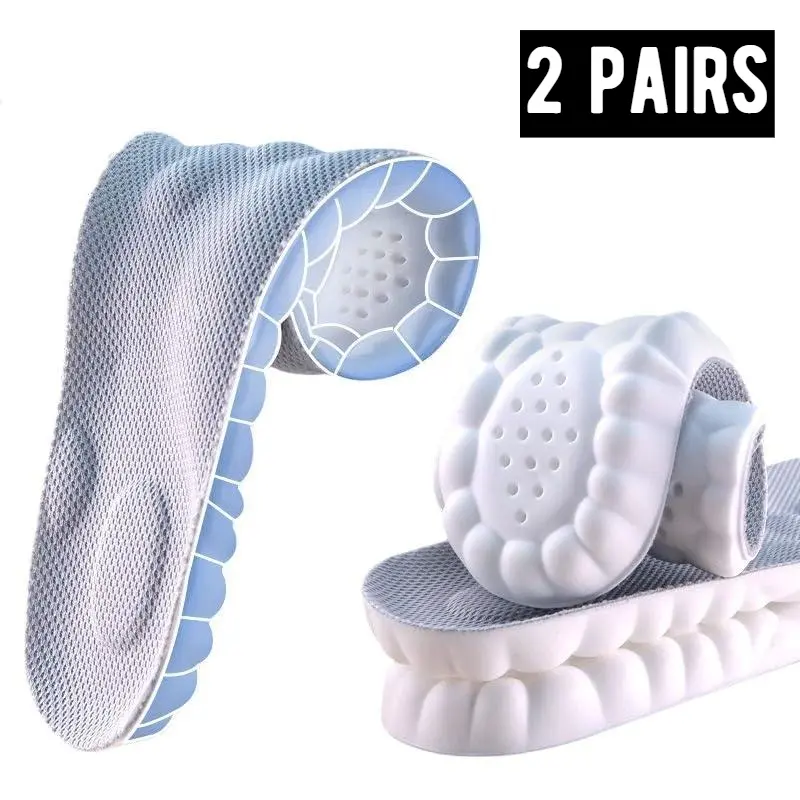 2 Pairs 4D Cloud Shoe Insoles for Men & Women, Trimmable Memory Foam Footwear Inserts - Durable Design with Arch Support & U-Heel Cup to Shock Absorb, Breathable, Running Shoes, Safety Shoes