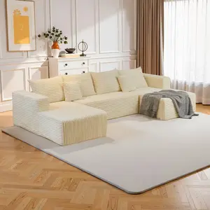 MODMOOD Velvet U-Shaped L-Sofa Set 133" Cloud Sectional Couch for Living Room, Modular Floor Sofa with Plush Corduroy, No Assembly Required, Plush Corduroy Couches with Deep Seat Chaise Lounge, para sala outdoorfun