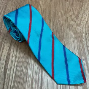 Turquoise Tri-Color Stripe Silk Tie | Q. Contrary