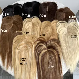 New 2025 Arrivals Beautiful Straight Human Hair Toppers for Women - Handmade Mono Base Clip-In Hairpiece with Natural Look, Elegant Style for All Hair Types, Includes 6 Color Options (Black, Brown, Beige, Blonde, Red, Light Brown) - Adds Volume & Dimensio