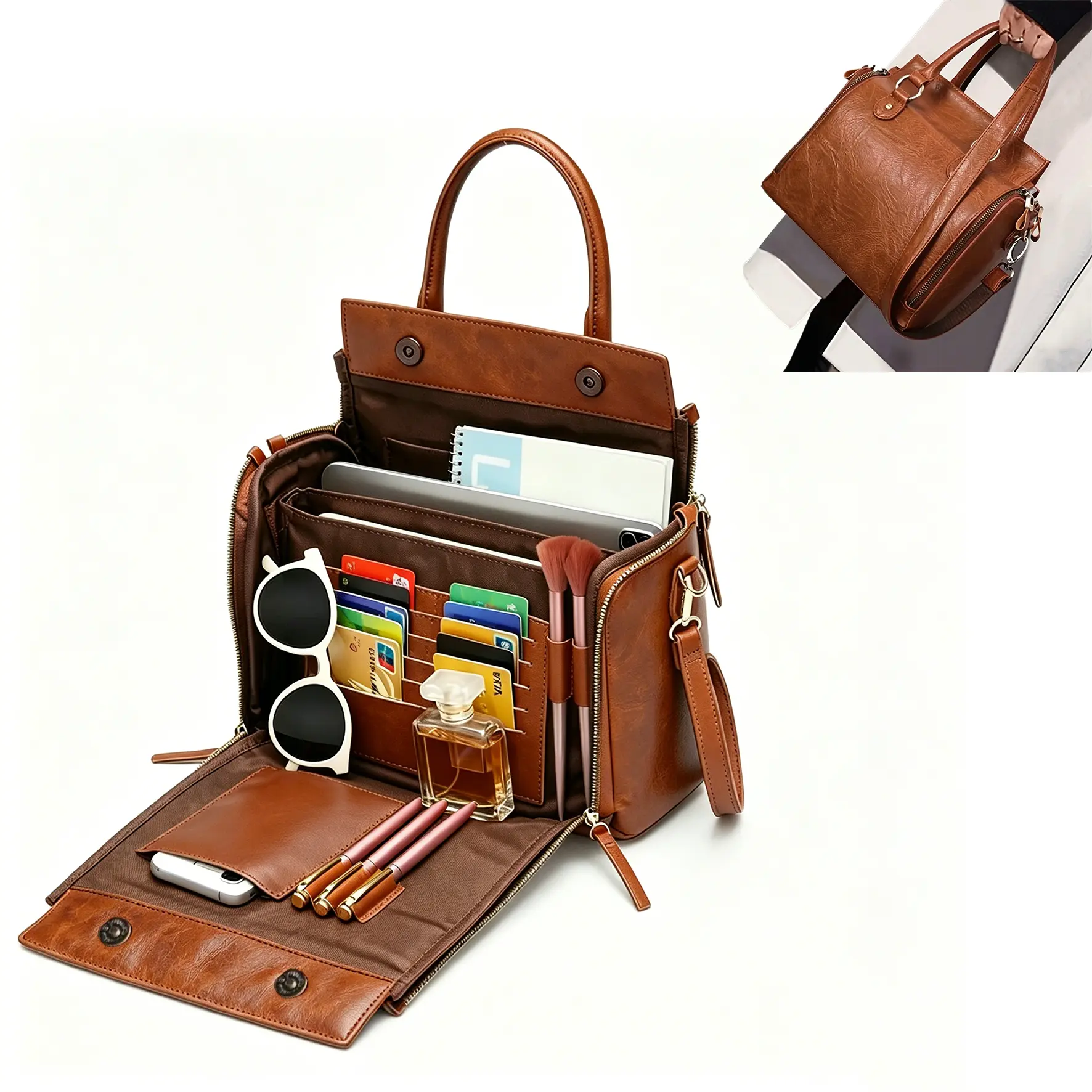Versatile Crossbody Bags for Women PU Leather Satchel Shoulder Medium Purse Travel Work Tote Bags for Business Travel Women's PU Leather Adjustable Strap Zipper stylish Crossbody Bag women creative classic handbags Handbag with Compartments