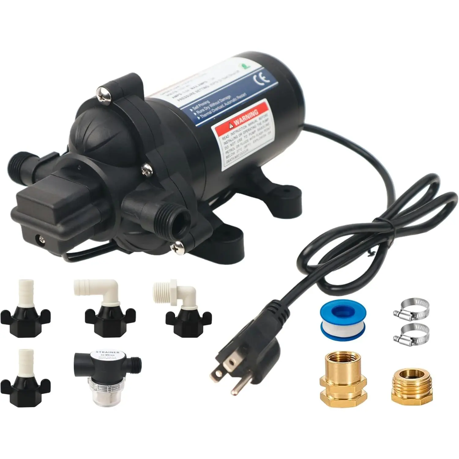 T33 Automatic-Control Diaphragm Water Pressure Pump - 115Vac, 4.0GPM, 45PSI, 140°F Efficient Pump with Auto Start/Stop, Ball Bearing Drive, Self-Priming for RV, Yacht Use, Irrigation