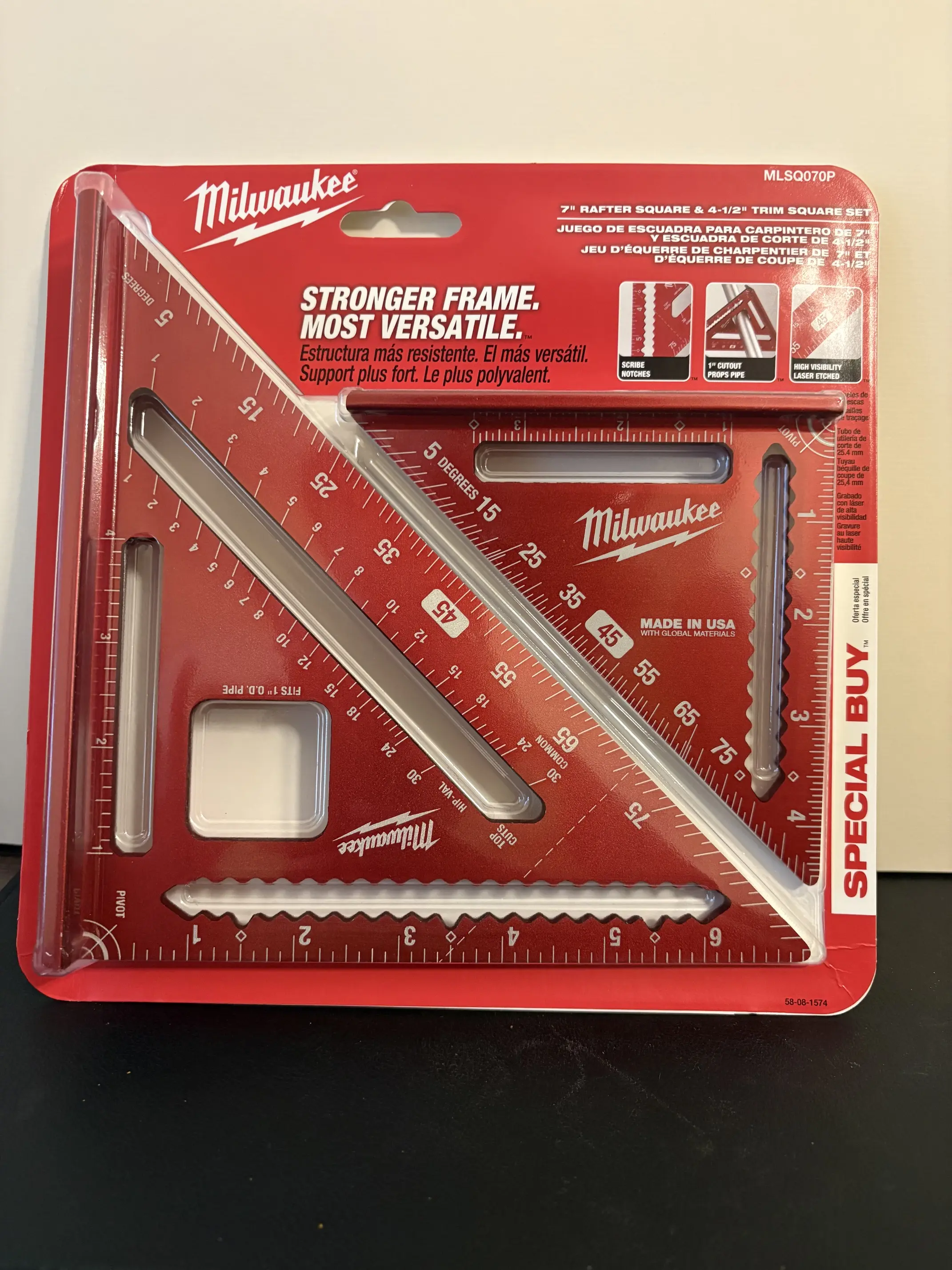 Milwaukee 7 in. Rafter Square & 4-1/2 in. Trim Square Set