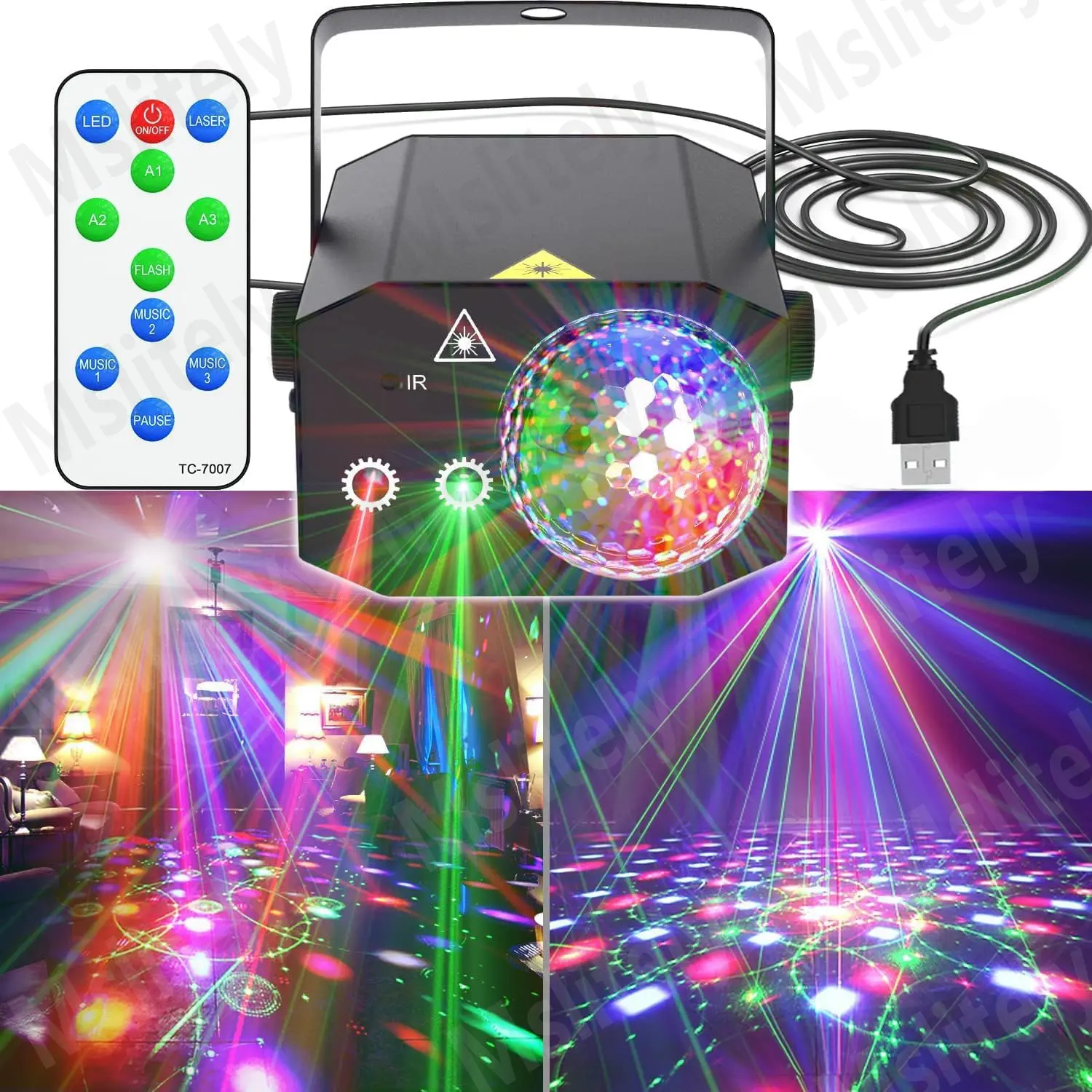All-metal body party light disco ball light, voice-activated DJ disco light LED stage light strobe light, Adjustable LED Light, Voice Activated Lighting, with remote control and USB power supply, suitable for parties, birthday gifts, clubs, wedding