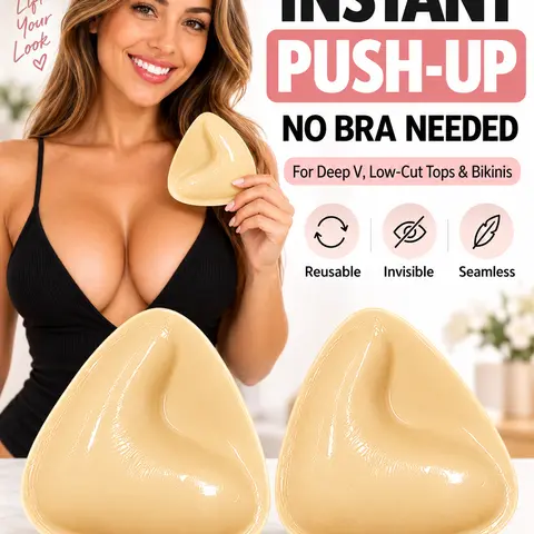Women's Wireless Sticky Push-Up Bra Inserts For C/D Cup, Double-Sided Adhesive Ultra Boost Pads, Invisible Lift Cups for Bikini, Strapless Dresses, C/D Cup (Ideal for Events)