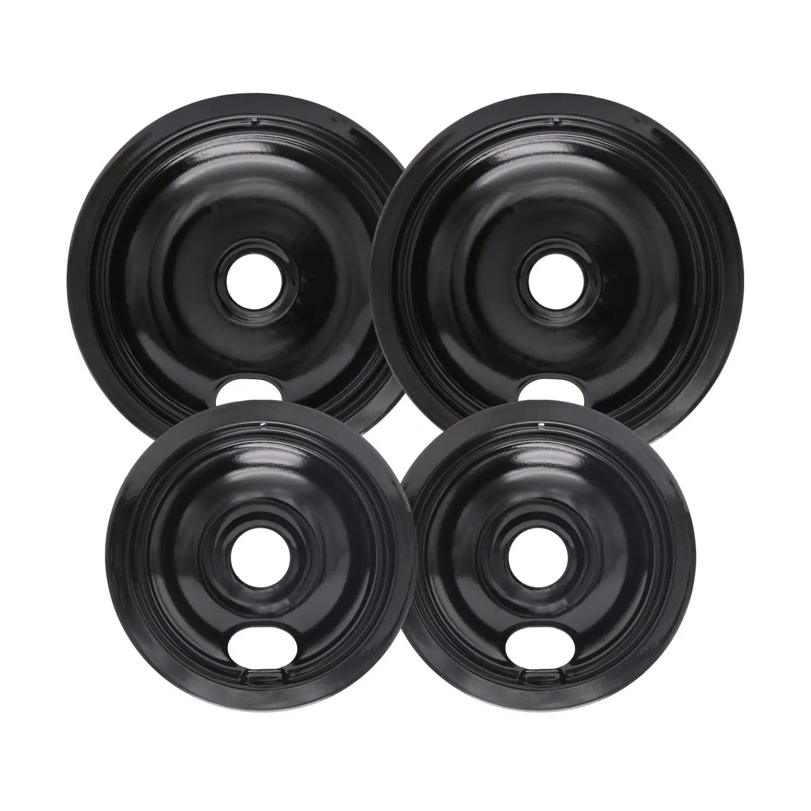 Black Stove Burner Drip Pans for Electric Stove Top - 318067051 5304430150 Perfectly Fit Frigidaire Kenmore Electric Range - 10% Energy Save by Enamel Spraying -2 x 6 in, 2 x 8 in