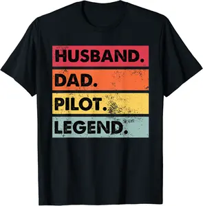 Husband Dad Pilot Legend Airplane Aviation Dad Father Mens T-Shirt - Briannama Shop 69B0B2L8GLYJ