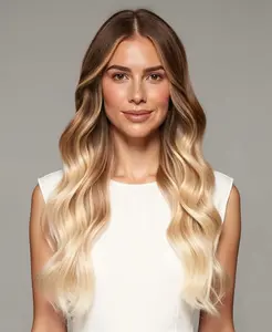 tape-in hair extensions dirty blonde rootmelt.