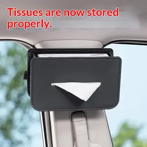 Creative Car Tissue Box, Hanging Sun Visor & Seat Back Tissue Holder, Multifunctional In-car Storage Box