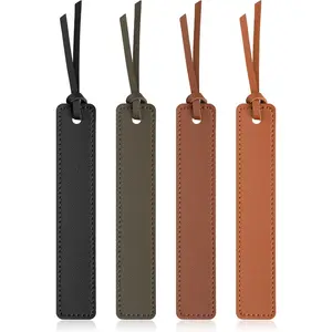 Leezmark 4 Pcs Leather Bookmark, Classic Stitched Bookmark, Bookmarks with Leather Rope, Page Markers Reading Gifts for Book Lovers, Readers, Book Marks for Men Women