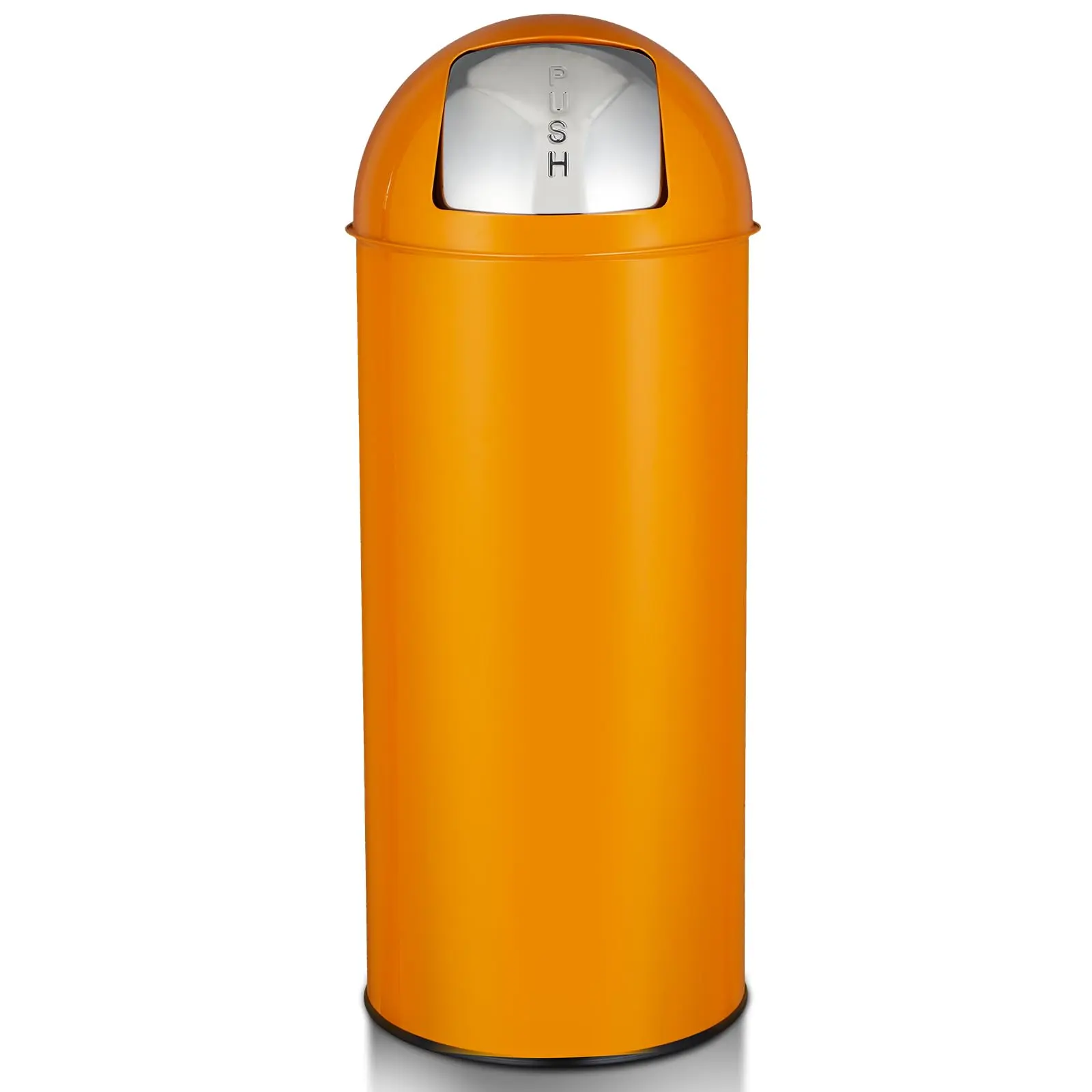 GARVEE 17 Gal / 65L Commercial Grade Heavy Duty Push Lid Trash Can with Brushed Stainless Steel Finish, Suitable for Outdoor, Kitchen, Office, Restaurant, and Restroom Use, Orange Color