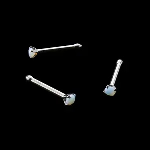 Opalite Prong Set Titanium Nosebone
