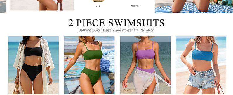 ANRABESS High Waisted Bikini Sets for Women Tummy Control 2 Piece Swimsuits Ribbed Textured Bathing Suits Beach Swimwear