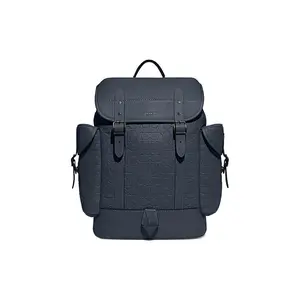 COACH Hitch 31 Drawstring and Buckle Closure Logo-Embossed Leather Backpack for Women in Denim Blue