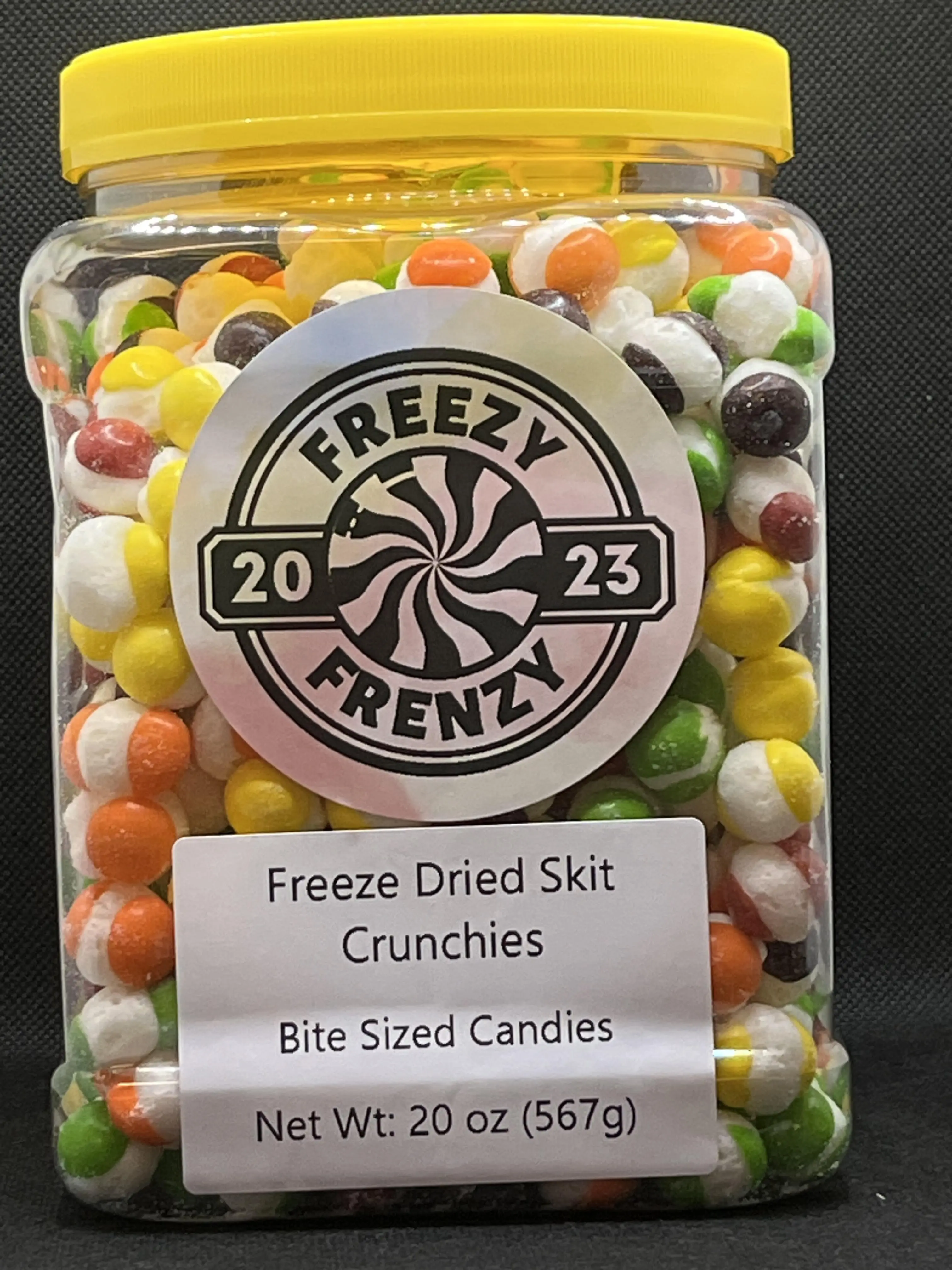 FreezyFrenzy Freeze Dried Skit Crunchies Candy Original Flavor 1.2lb (20oz) Tub Jar Container