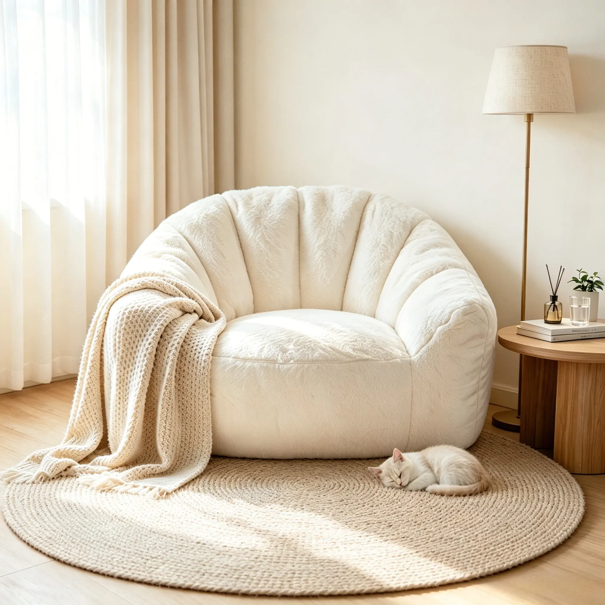 Floral Bean Bag Chair for Adults, Ultra Soft Faux Fur Floor Sofa with Petal Back Reading Chair Stuffed Lazy Loveseat Couch for Living Room Bedroom Giant Size Mega Comfy Beanbag Sofa Lounge Beanbag,dorm essentials,home decor
