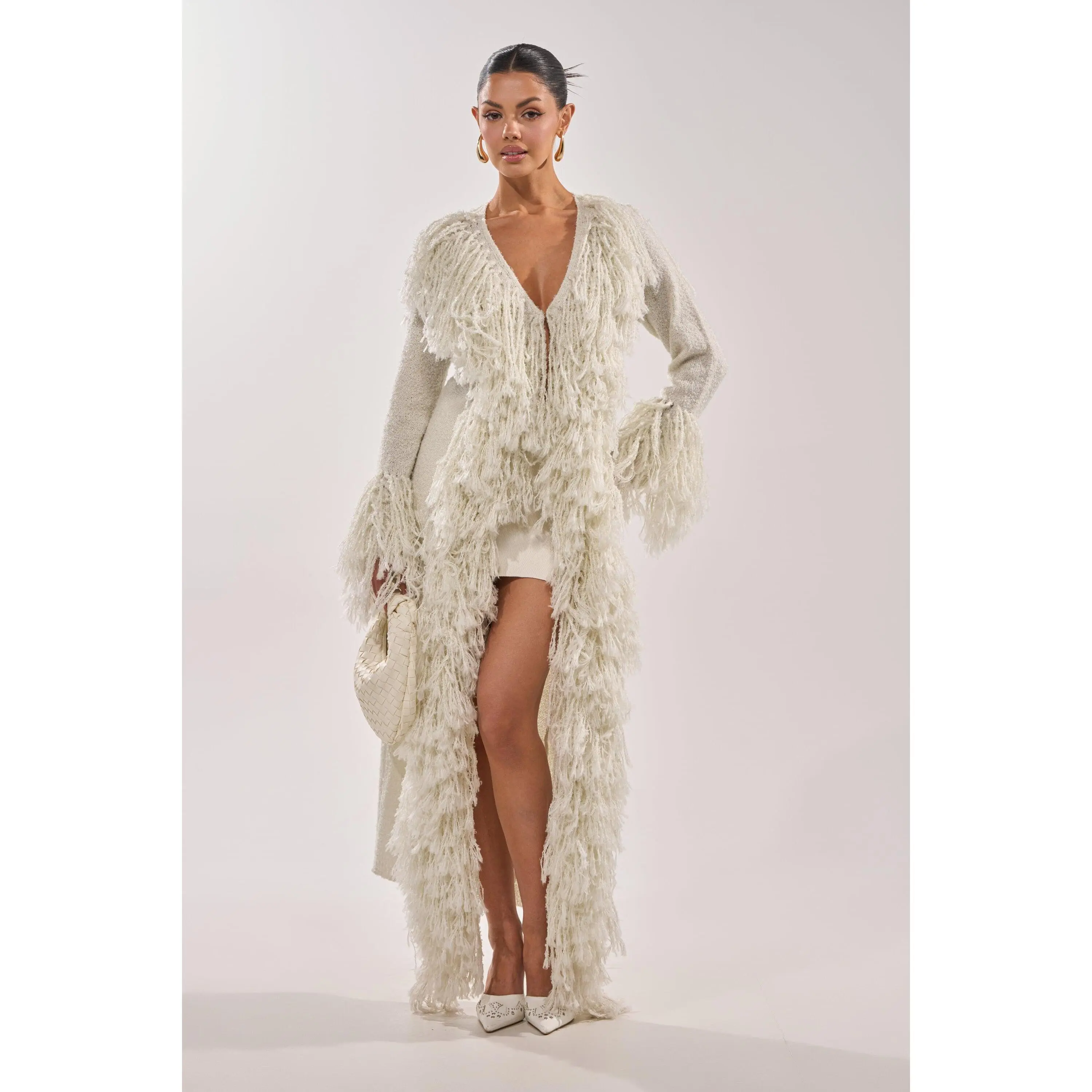 BURRR IT'S COLD OUTSIDE FRINGE OVERSIZED SWEATER IN IVORY