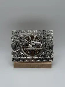 Silver vaquero rezando belt buckle