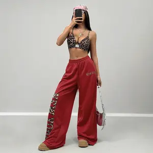 2025 Spring Summer Women’s Leopard Print Sweatpants – Retro Hip-Hop Streetwear